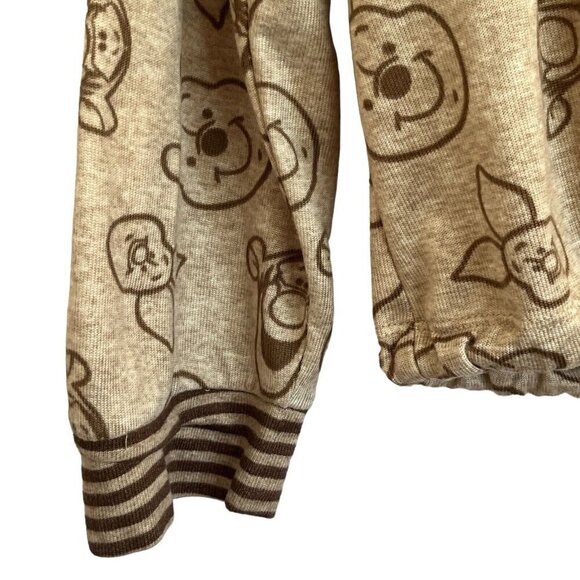 Disney Womens XL Winnie The Pooh Character All Over Print Pajama Top Brown - Picture 6 of 8